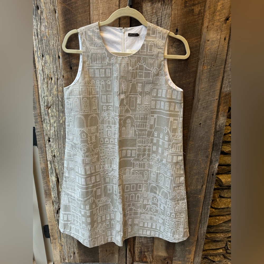 J McLaughlin grey linen city shift dress pockets S NWT